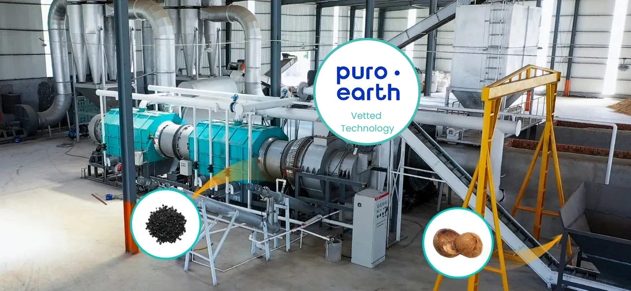 Puro.earth Vetted Coconut Shell Charcoal Machine